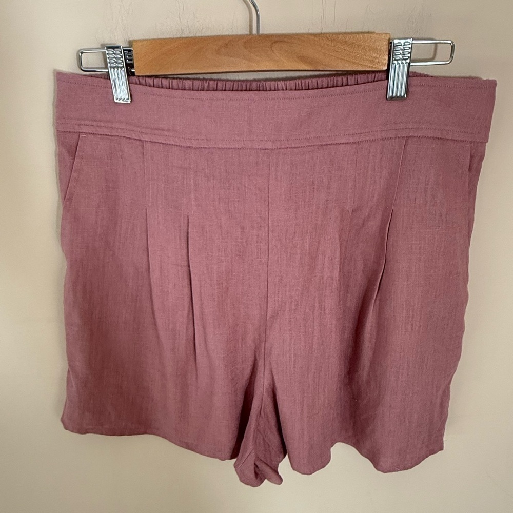 Express shorts high waisted linen shorts pink pull on size L NWT